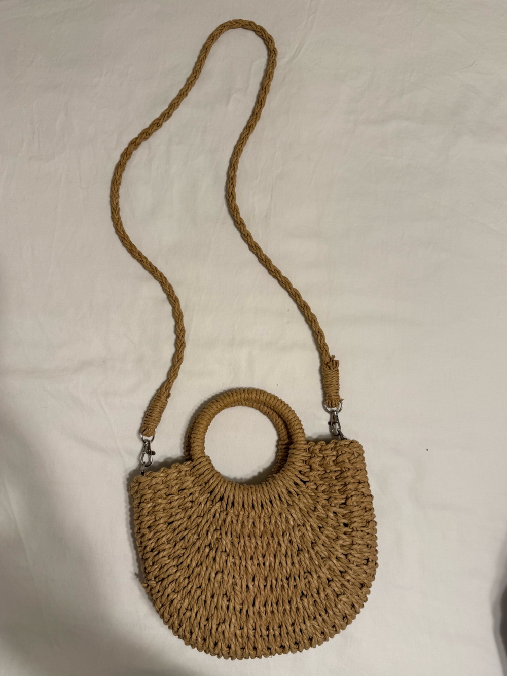 Rattan Woven Purse with Shoulder Strap